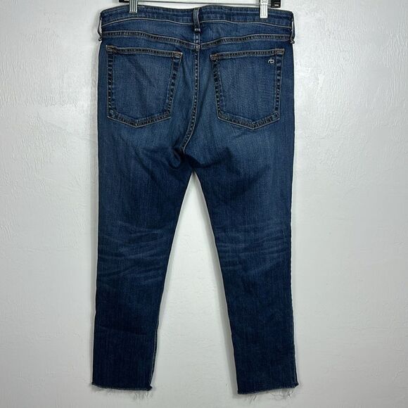 Rag & Bone Mid Rise Slim Fit Raw Hem Whiskered Ankle Jeans Size 30 - Picture 2 of 8